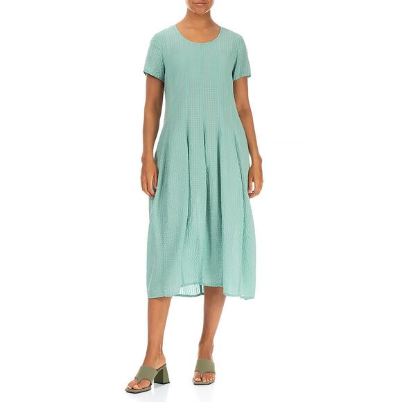 Grizas Women's Silk Midi Dress Size XXL Mint Scoop Neck NWT - Picture 4 of 5